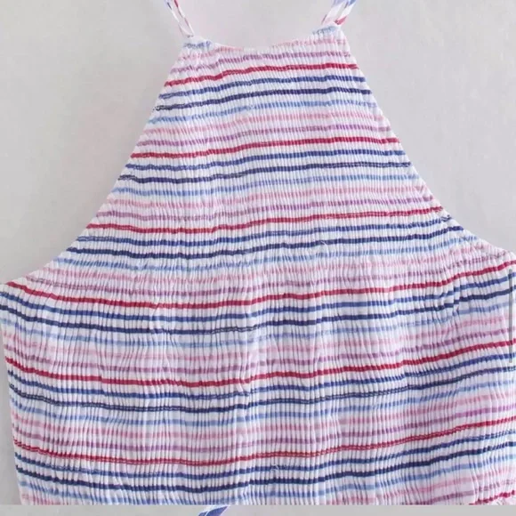 Ella Striped Smocked Strappy Open Back Tiered Maxi Dress - Picture 6 of 8